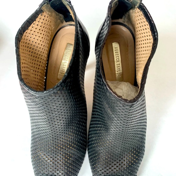 Rebecca Taylor Greta black leather bootie heels - Picture 4 of 5